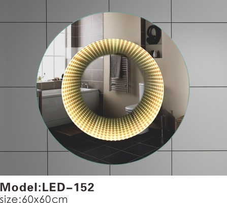 Illuminated Round Lighted Bathroom Wall Mirror With Lights Colored LED In Middle