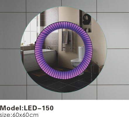 Illuminated Round Lighted Bathroom Wall Mirror With Lights Colored LED In Middle