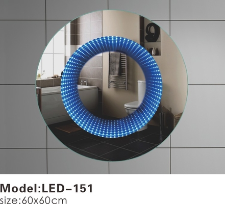 Illuminated Round Lighted Bathroom Wall Mirror With Lights Colored LED In Middle