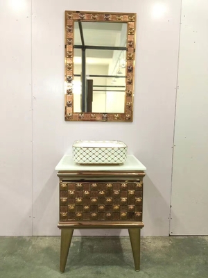 Single Sink Stainless Steel Bathroom Vanity , Stainless Steel Freestanding Bathroom Cabinet