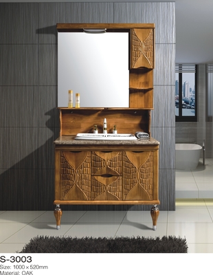 Kesombongan Kamar Mandi Kayu Solid Coklat, Kesombongan Kamar Mandi Cermin dengan Lantai Wastafel
