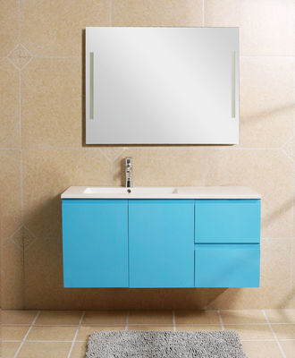 Lake Blue Premade Kesombongan Kamar Mandi, Wastafel Kamar Mandi Dan Kesombongan Menangani Cermin Yang Tak Terlihat